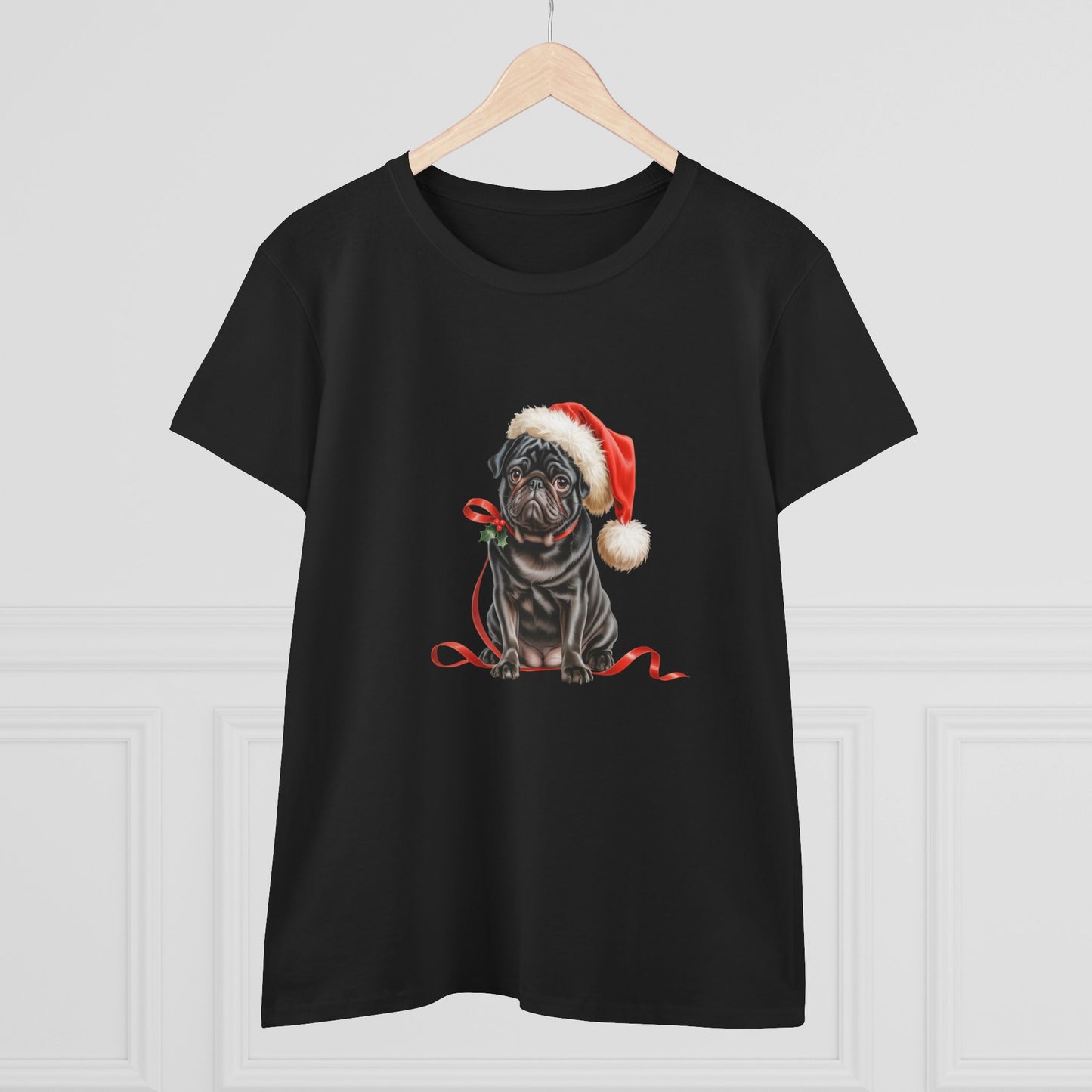 Santa's little Pug T-Shirt, Festive Pug Dog Christmas Tee, Cute Pet Lover Shirt, Holiday Apparel, Great Gift for Pug Dog Owners, Preppy Style Top