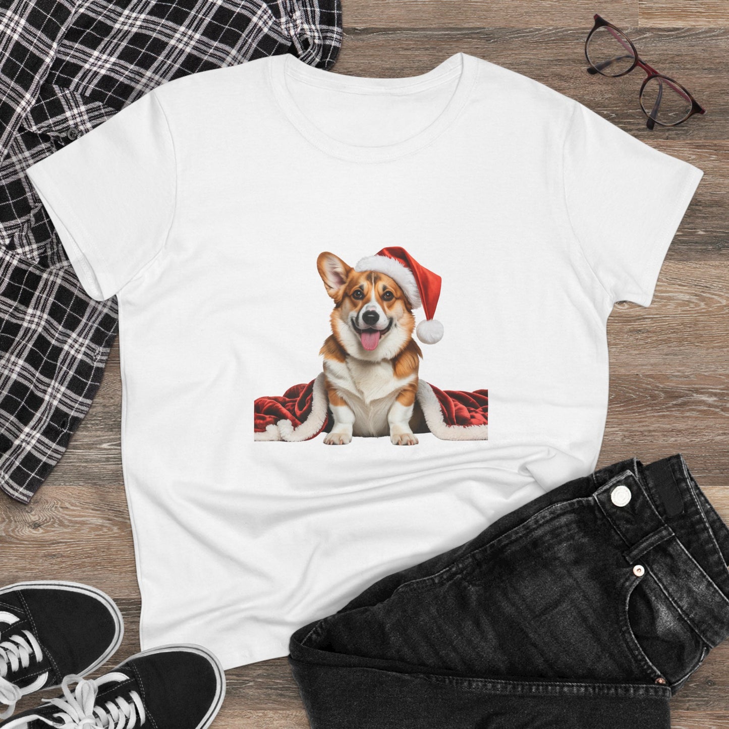 Santa's little Corgi! T-Shirt, Festive Boxer Dog Christmas Tee, Cute Pet Lover Shirt, Holiday Apparel, Great Gift for Dog Owners, Preppy Style Top