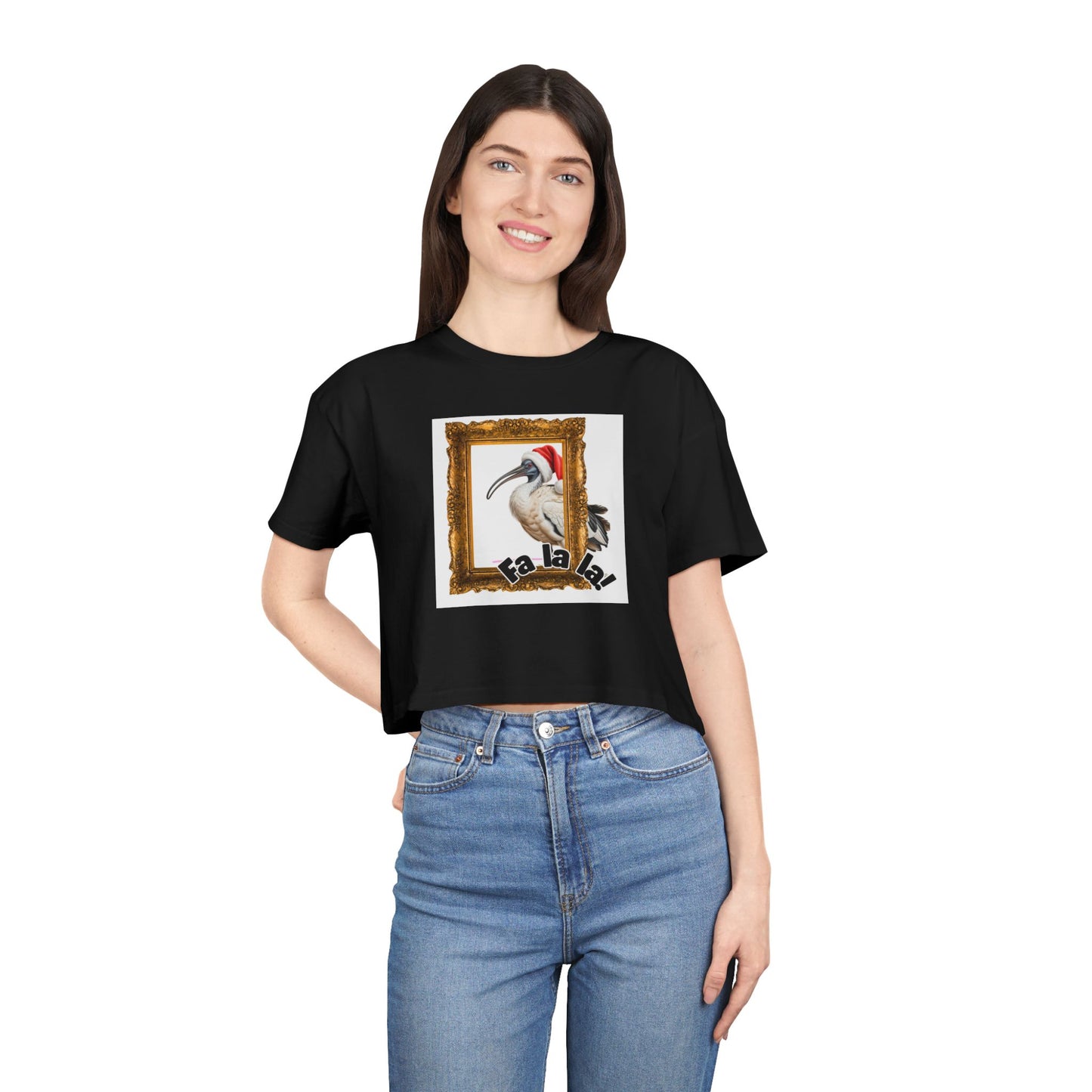 Crop Tee — Vintage Frame Ibis “Fa La La!” Graphic