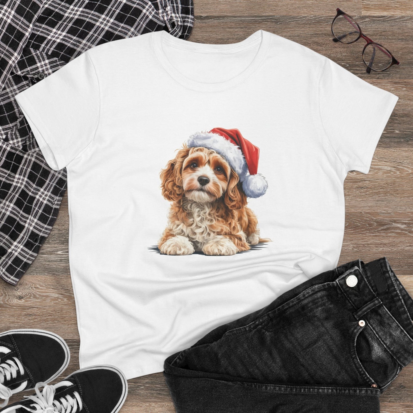 Cavoodle Christmas T-Shirt, Festive Dog Graphic Tee, Holiday Shirt, Christmas Apparel, Gift for Dog Lovers, Cute Pet Tee, Comfortable Casual Wear