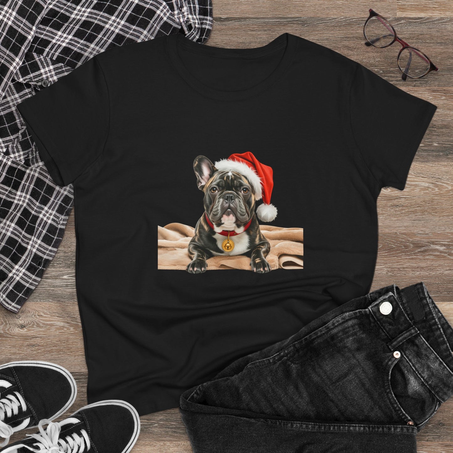 Santa's little Frenchie T-Shirt, Festive Dog Christmas Tee, Cute Pet Lover Shirt, Holiday Apparel, Great Gift for Dog Owners, Preppy Style Top