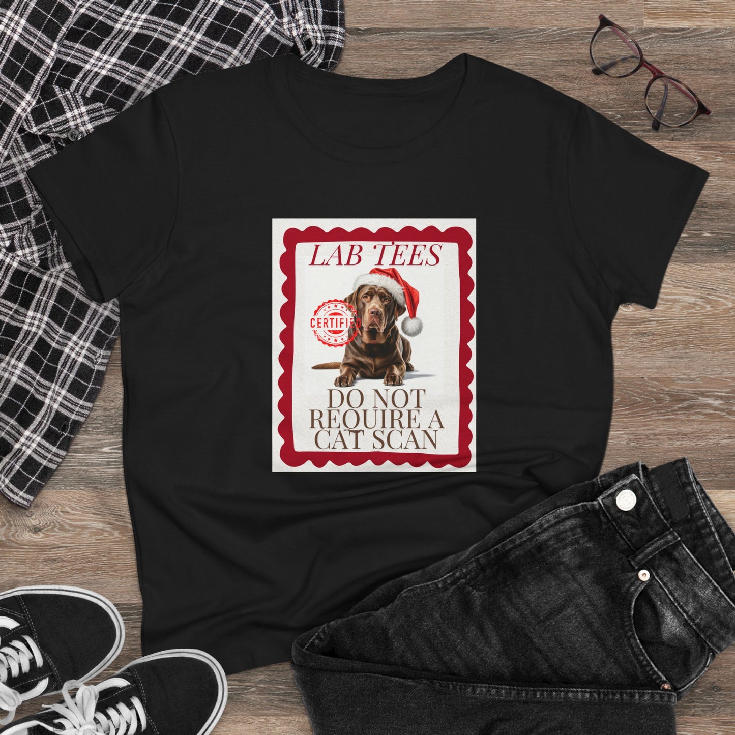 Lab Christmas T-Shirt, Festive Labrador Christmas Tee, Cute Pet Lover Shirt, Holiday Apparel, Great Gift for Pug Dog Owners, Preppy Style Top
