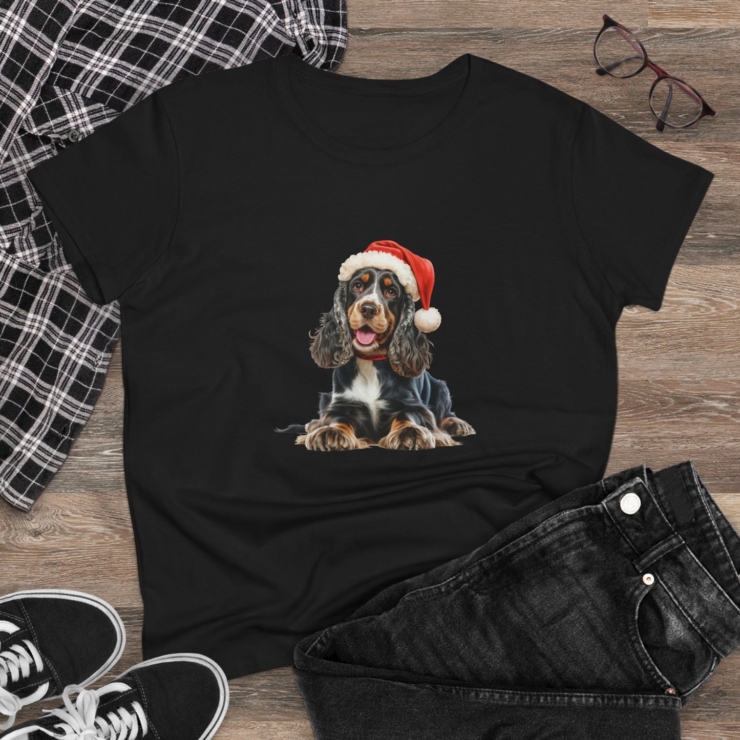 Paws, Love, and Cocker Spaniel Cheer! T-Shirt, Festive Cavoodle Dog Christmas Tee, Cute Pet Lover Shirt, Holiday Apparel, Great Gift for Dog Owners, Preppy Style Top