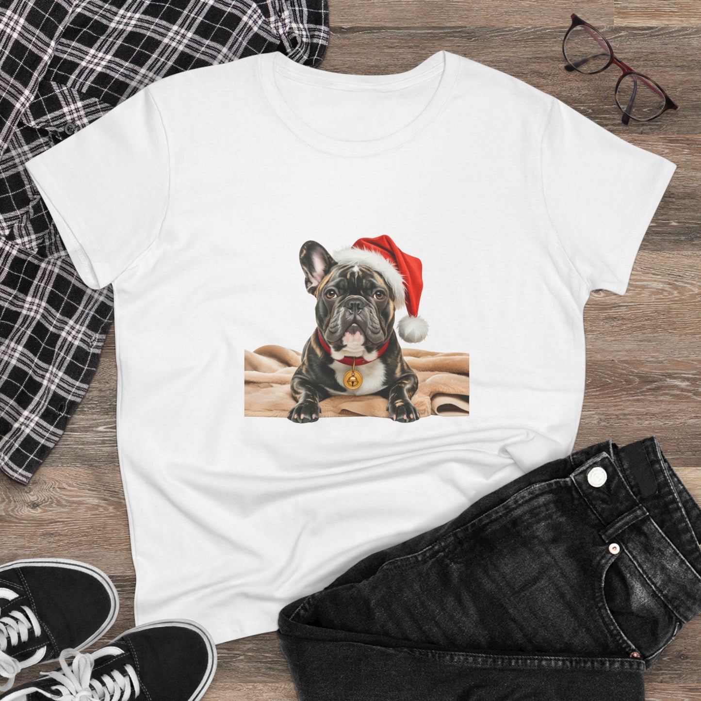 Santa's little Frenchie T-Shirt, Festive Dog Christmas Tee, Cute Pet Lover Shirt, Holiday Apparel, Great Gift for Dog Owners, Preppy Style Top