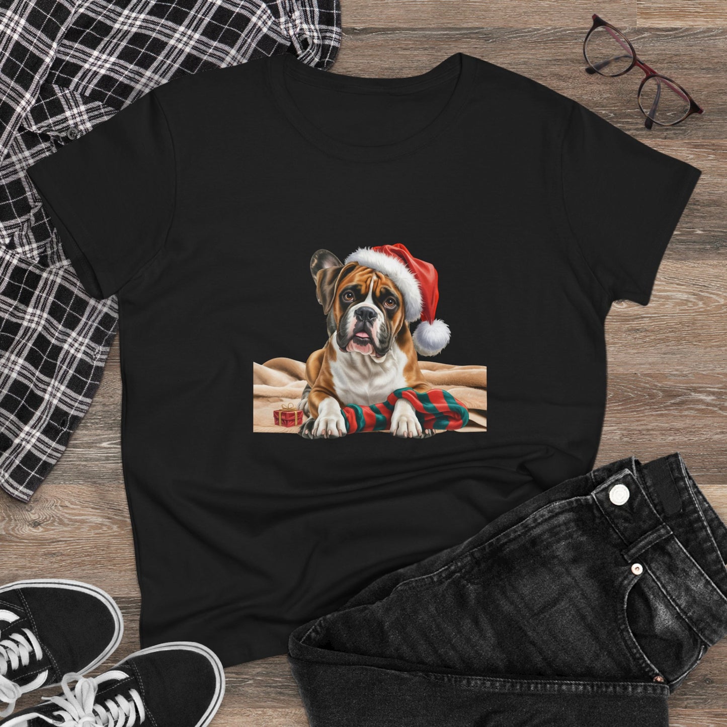 Happy Boxer-y Christmas! T-Shirt, Festive Boxer Dog Christmas Tee, Cute Pet Lover Shirt, Holiday Apparel, Great Gift for Dog Owners, Preppy Style Top
