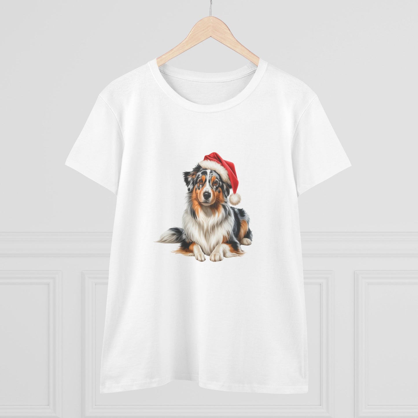 Santa's little Aussie Shepherd T-Shirt, Festive Aussie Shepherd Dog Christmas Tee, Cute Pet Lover Shirt, Holiday Apparel, Great Gift for Dog Owners, Preppy Style Top