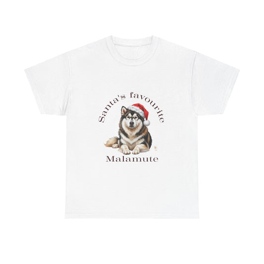 Santa's Favourite Malamute T-Shirt, Festive Alaskan Malamute Dog Christmas Tee, Cute Pet Lover Shirt, Holiday Apparel, Great Gift for Dog Owners