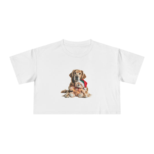 Dog With Teddy Christmas Crop Tee