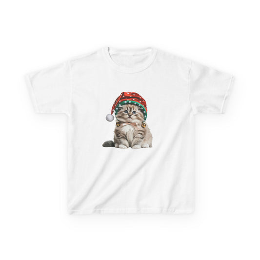 Kids Christmas Cat T-Shirt, Festive Cat Kids Christmas Tee, Cute Pet Lover Shirt, Holiday Apparel, Great Gift for Cat Owners