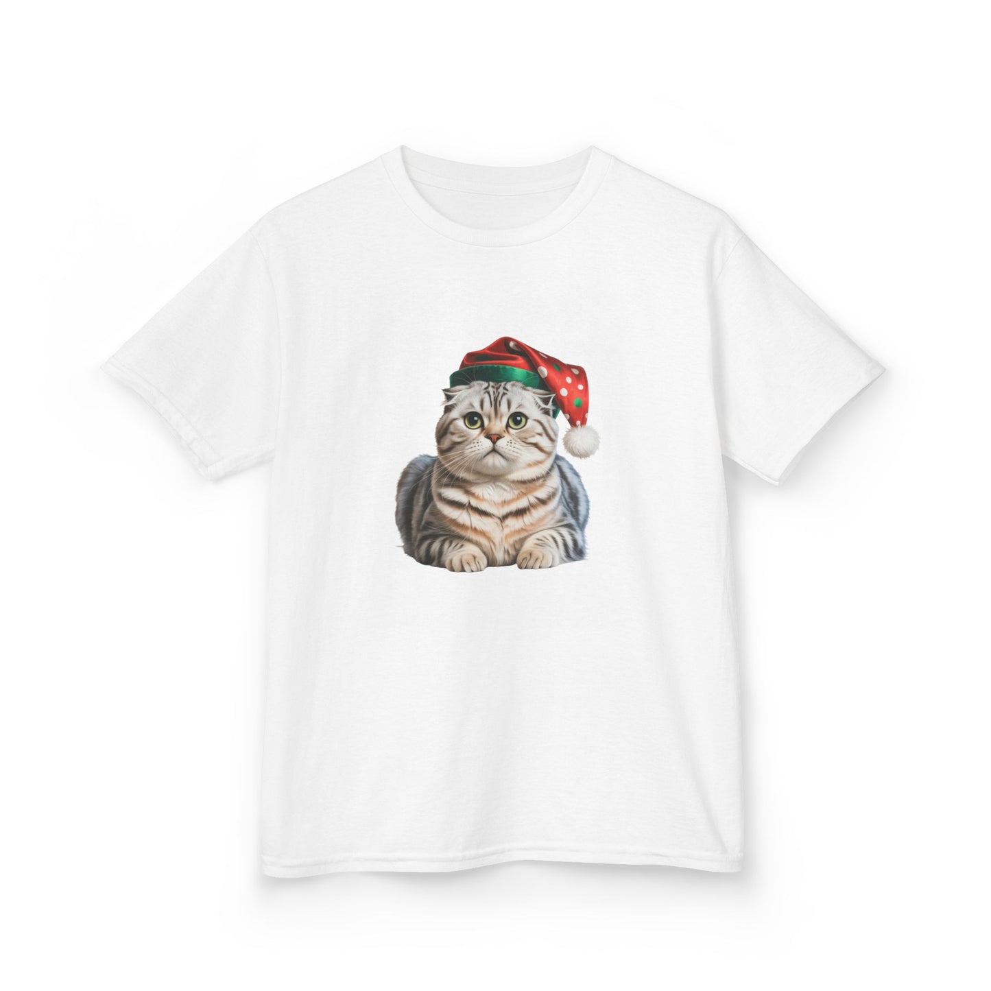 Kids Christmas Cat T-Shirt, Festive Cat Kids Christmas Tee, Cute Pet Lover Shirt, Holiday Apparel, Great Gift for Cat Owners