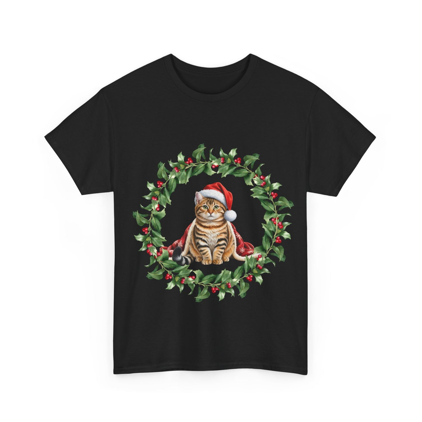 Tabby cat Christmas wreath T-Shirt, Festive tabby Cat Christmas Tee, Cute Pet Lover Shirt, Holiday Apparel, Great Gift for Pet Owners