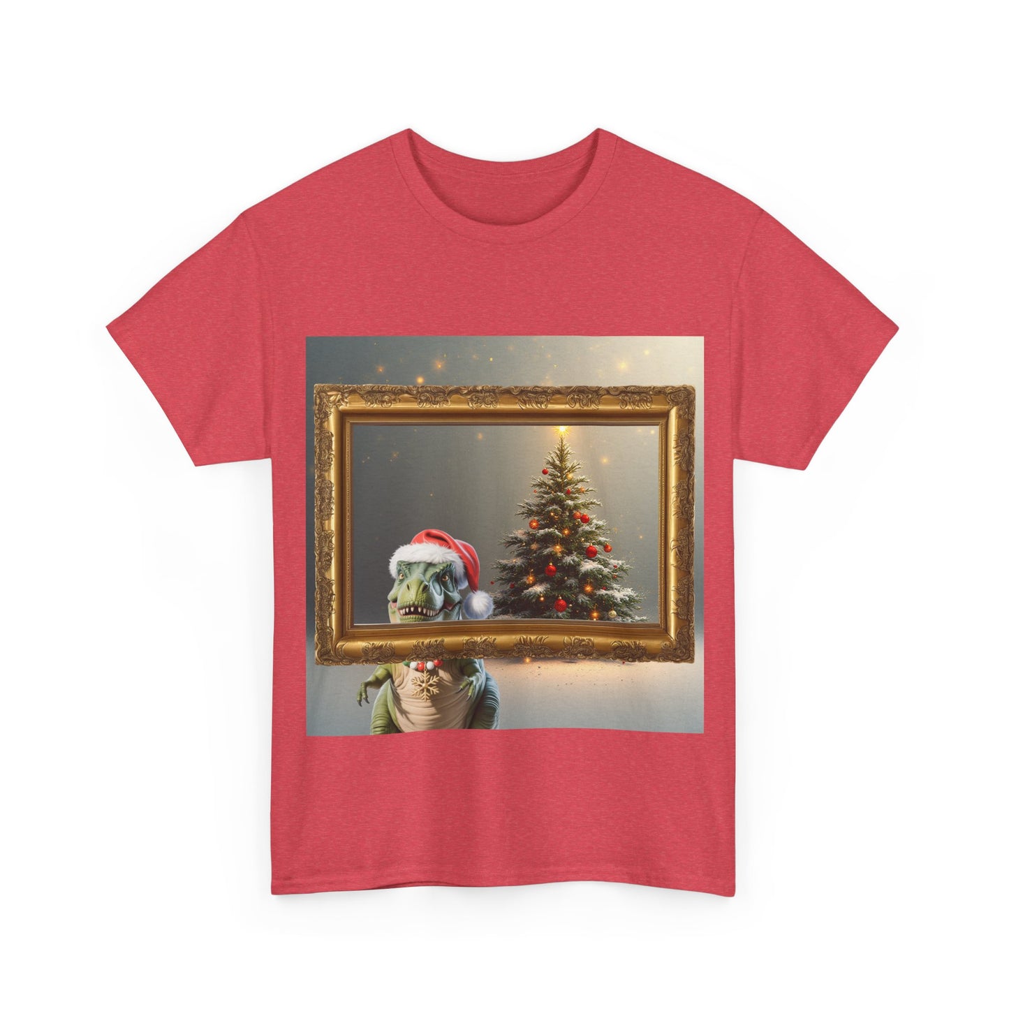 Christmas Dinosaur Portrait Tee — Santa Hat Dinosaur Christmas tree with Festive Tree