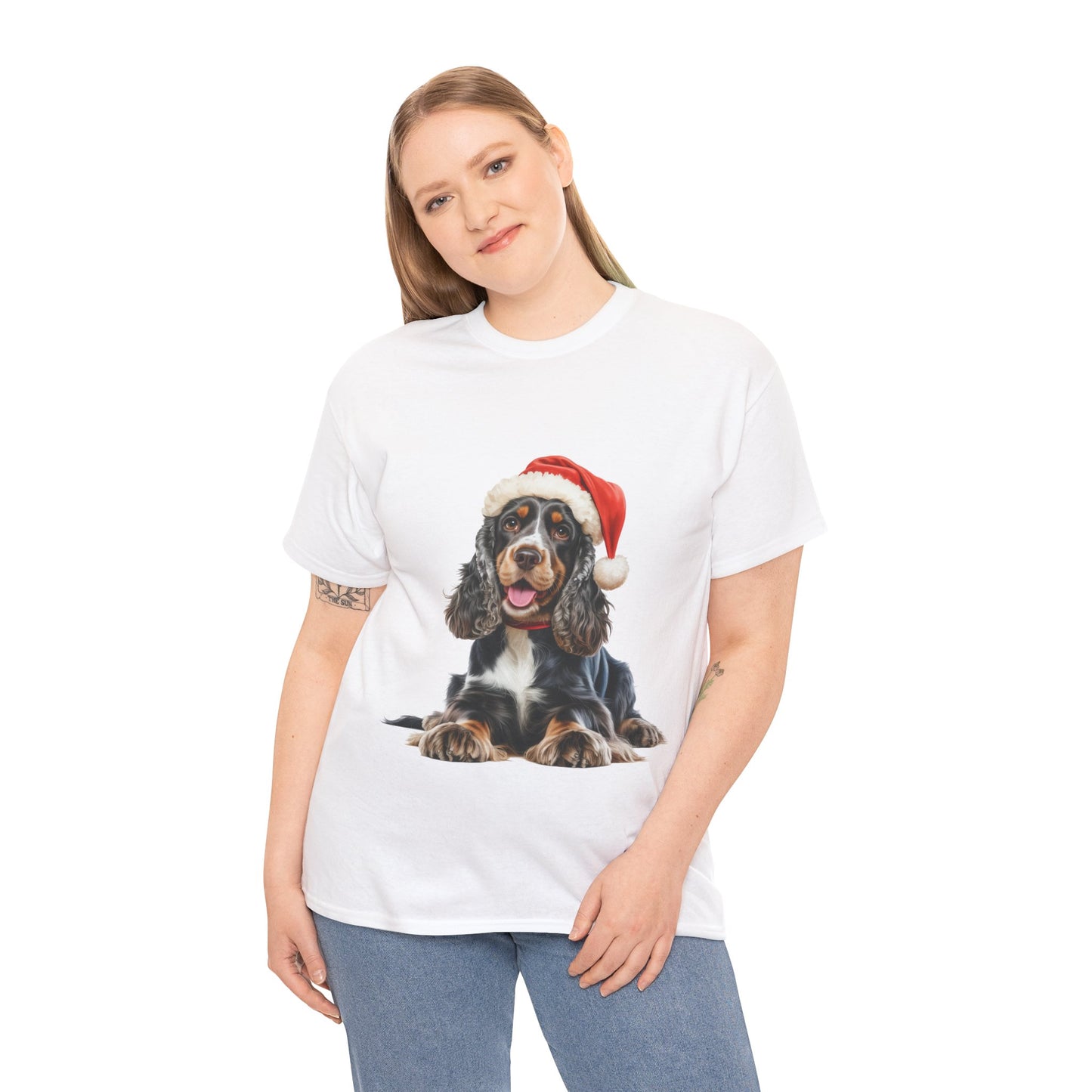 Cocker Spaniel Cheer! T-Shirt, Festive Black & Tan Cocker Spaniel Dog Christmas Tee, Cute Pet Lover Shirt, Holiday Apparel, Great Gift for Dog Owners