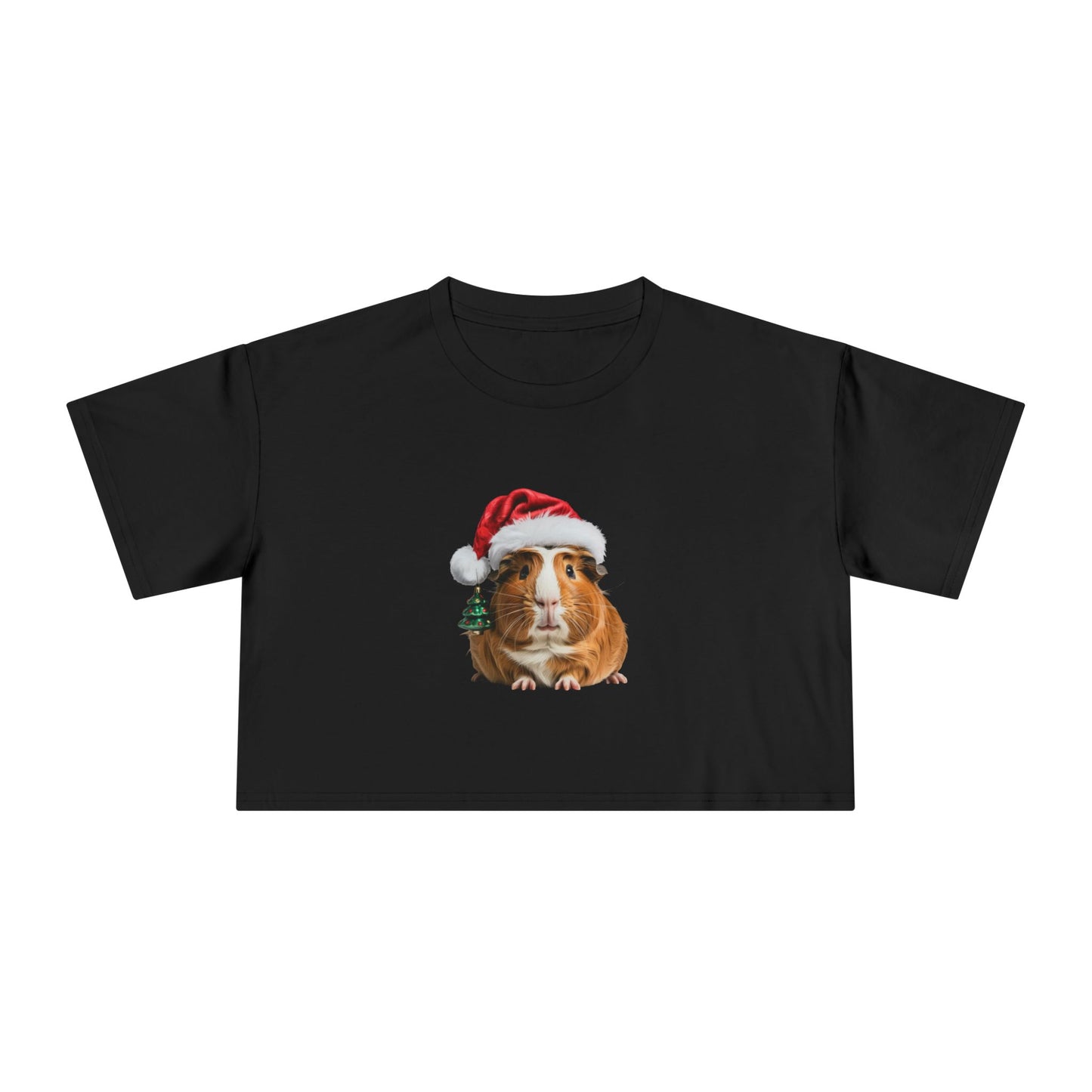 Christmas Guinea Pig Crop Tee – Cute Santa Hat Pet Shirt