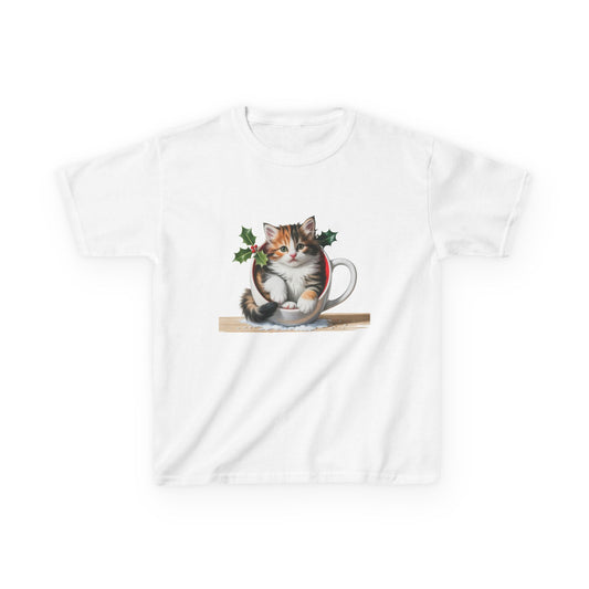 Kids Christmas Cat T-Shirt, Festive Cat Kids Christmas Tee, Cute Pet Lover Shirt, Holiday Apparel, Great Gift for Cat Owners