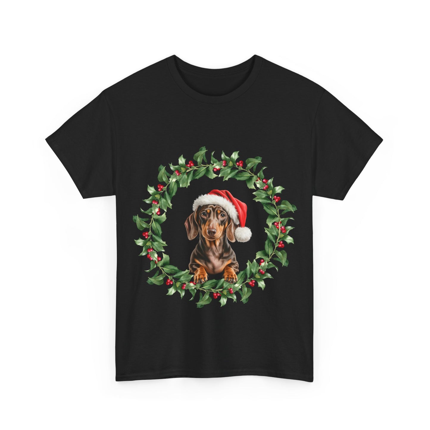 Dachshund Christmas wreath T-Shirt, Festive Dachshund Dog Christmas Tee, Cute Pet Lover Shirt, Holiday Apparel, Great Gift for Dog Owners