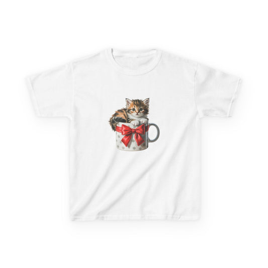 Kids Christmas Cat T-Shirt, Festive Cat Kids Christmas Tee, Cute Pet Lover Shirt, Holiday Apparel, Great Gift for Cat Owners
