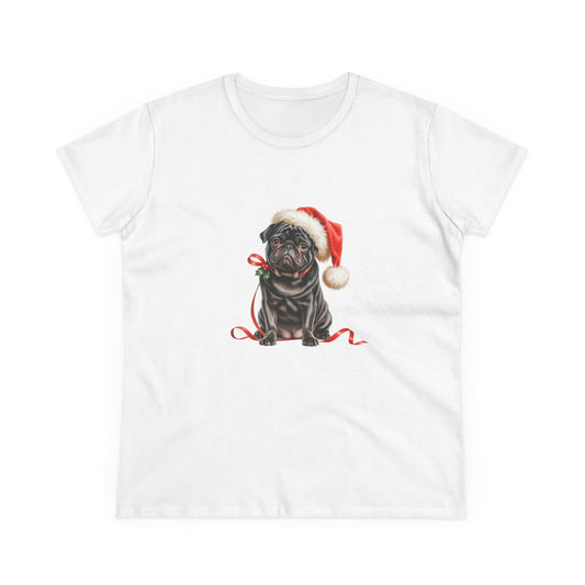 Santa's little Pug T-Shirt, Festive Pug Dog Christmas Tee, Cute Pet Lover Shirt, Holiday Apparel, Great Gift for Pug Dog Owners, Preppy Style Top