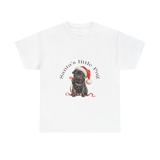 Santa's little Pug Christmas T-Shirt, Festive Black Pug Dog Christmas Tee, Cute Pet Lover Shirt, Holiday Apparel, Great Gift for Dog Owners