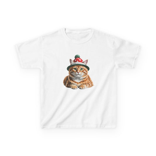Kids Christmas Cat T-Shirt, Festive Cat Kids Christmas Tee, Cute Pet Lover Shirt, Holiday Apparel, Great Gift for Cat Owners