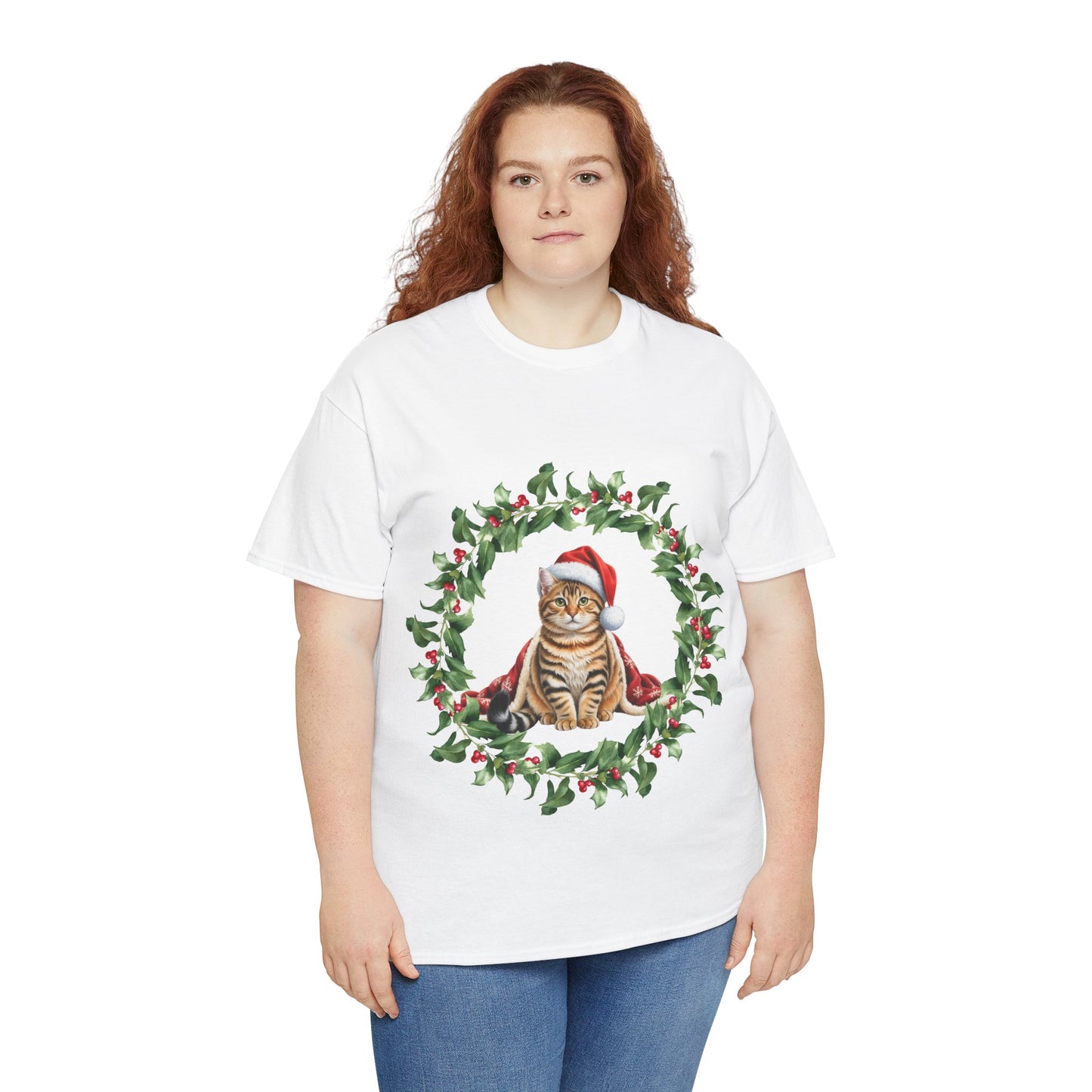 Tabby cat Christmas wreath T-Shirt, Festive tabby Cat Christmas Tee, Cute Pet Lover Shirt, Holiday Apparel, Great Gift for Pet Owners