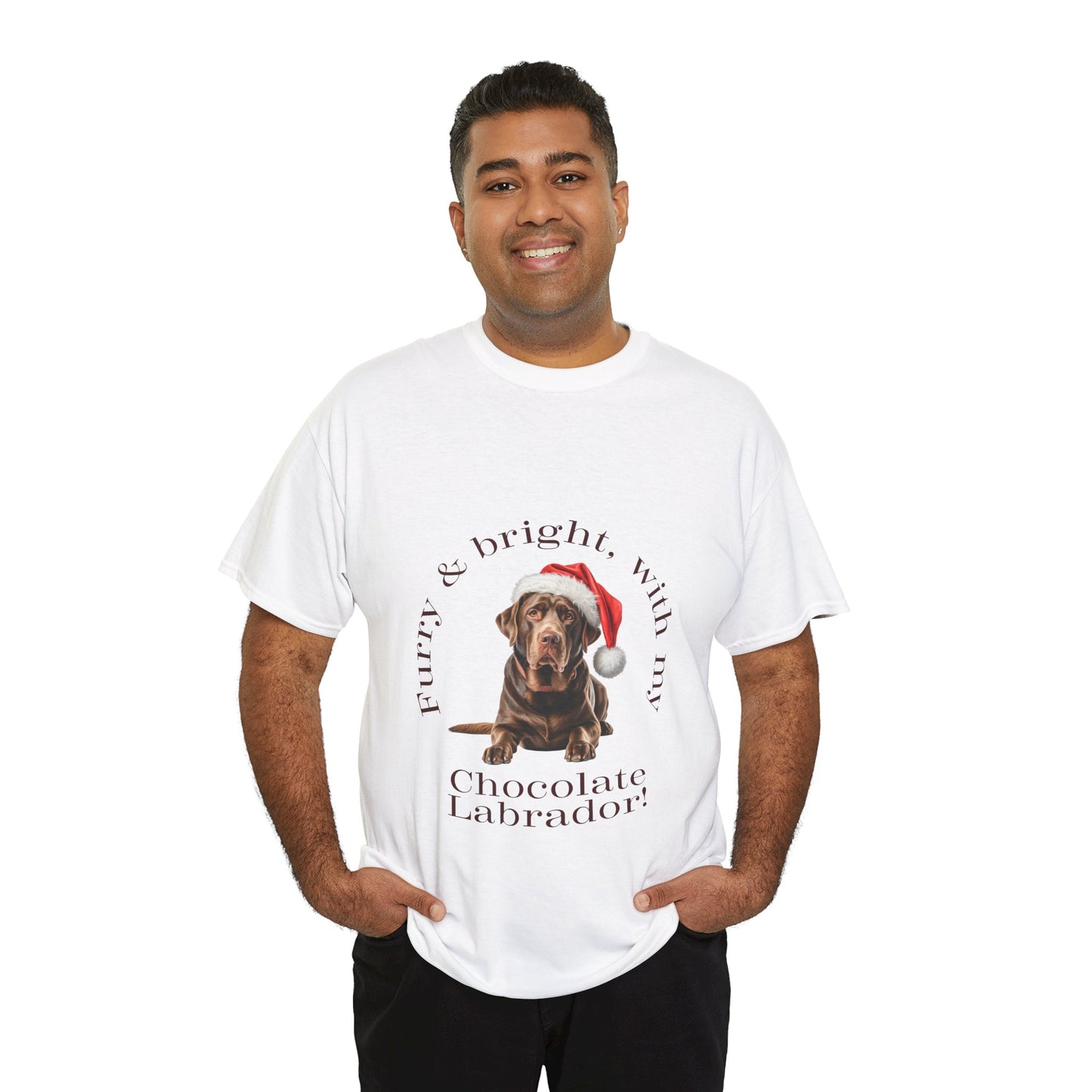 Furry & Bright with my Chocolate Labrador T-Shirt, Festive Choccie Lab Dog Christmas Tee, Cute Pet Lover Shirt, Holiday Apparel, Great Gift for Dog Owners