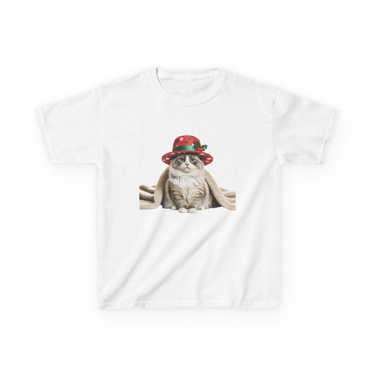 Kids Christmas Cat T-Shirt, Festive Cat Kids Christmas Tee, Cute Pet Lover Shirt, Holiday Apparel, Great Gift for Cat Owners