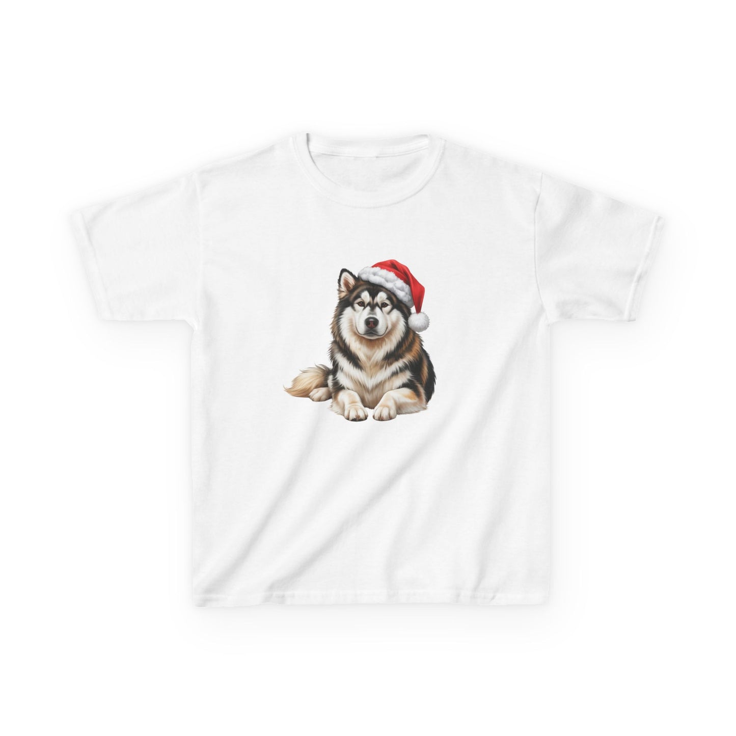 Kids Malamute (Alaskan Malamute) Christmas Dog T-Shirt, Festive Malamute (Alaskan Malamute) Dog Kids Christmas Tee, Cute Pet Lover Shirt, Holiday Apparel, Great Gift for Dog Owners