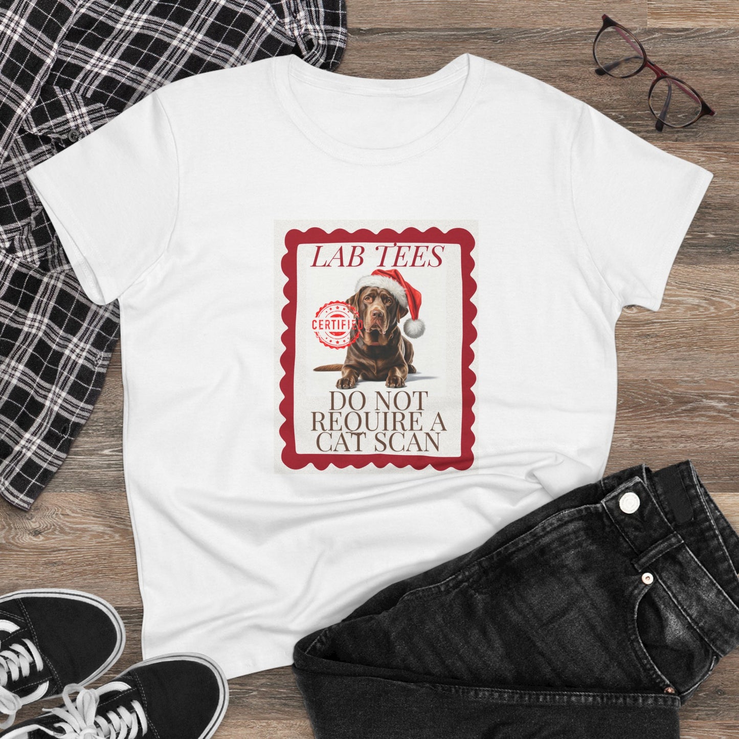 Lab Christmas T-Shirt, Festive Labrador Christmas Tee, Cute Pet Lover Shirt, Holiday Apparel, Great Gift for Pug Dog Owners, Preppy Style Top
