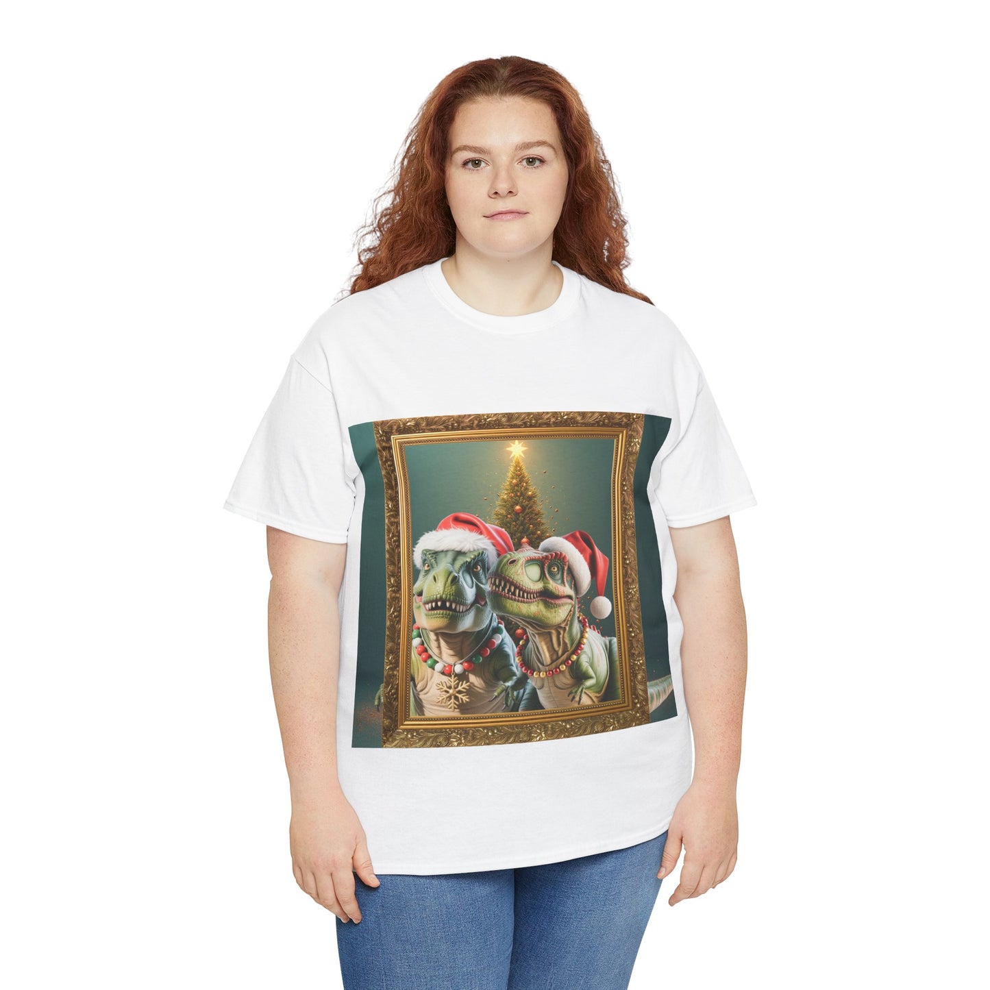 T-Rex Holiday Portrait Tee – Funny Christmas Dinosaur Shirt