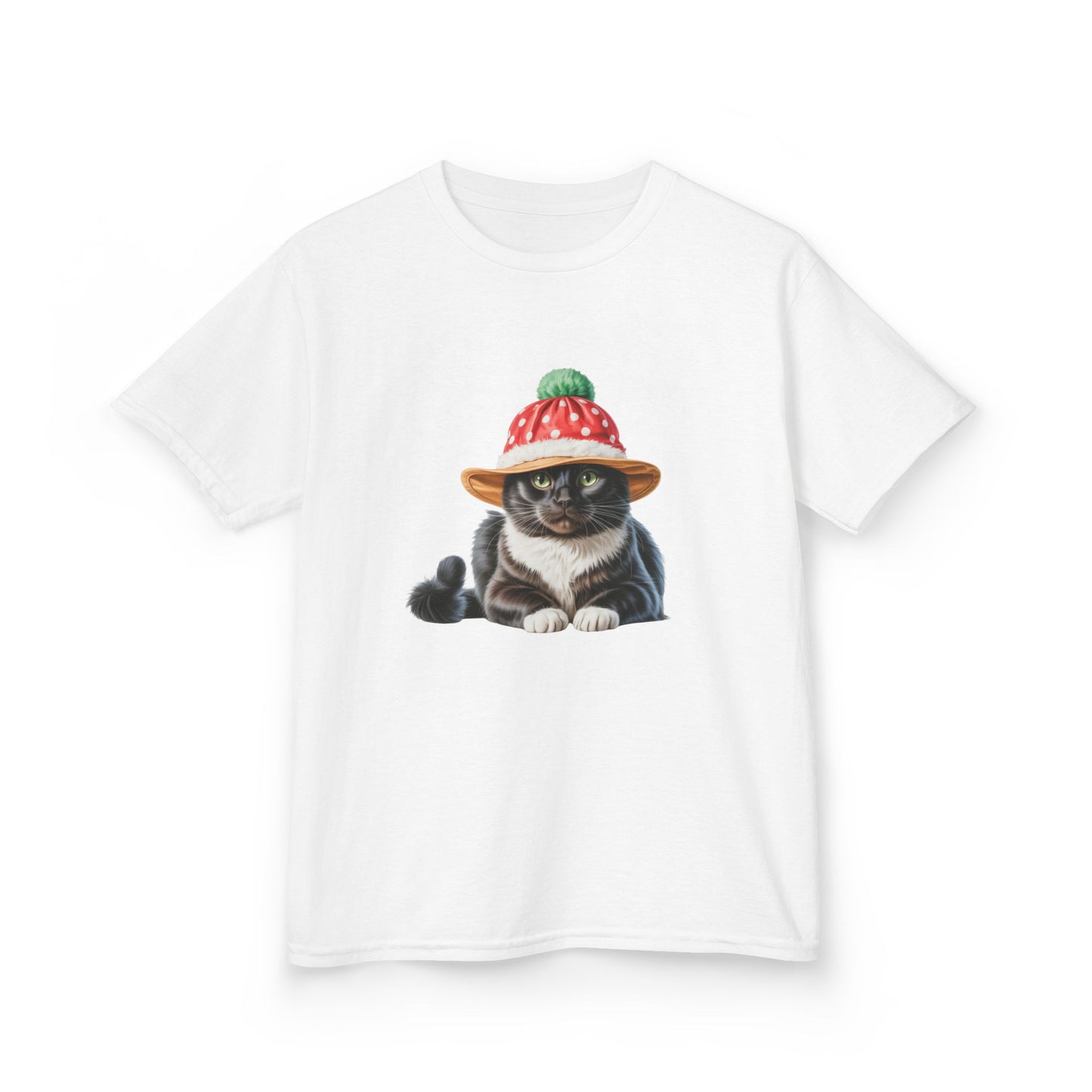 Kids Christmas Cat T-Shirt, Festive Cat Kids Christmas Tee, Cute Pet Lover Shirt, Holiday Apparel, Great Gift for Cat Owners