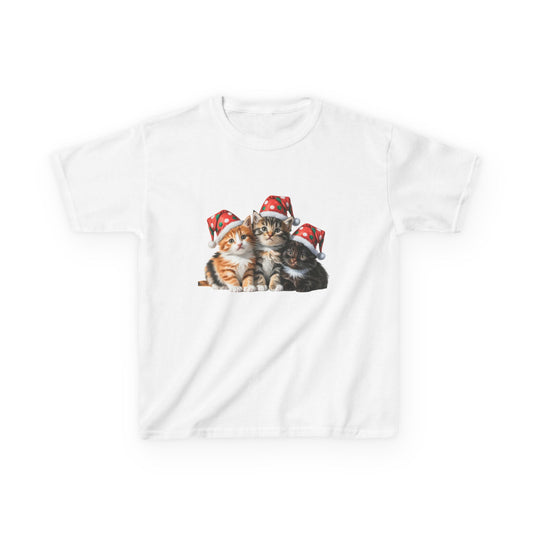 Kids Christmas Cat T-Shirt, Festive Cat Kids Christmas Tee, Cute Pet Lover Shirt, Holiday Apparel, Great Gift for Cat Owners
