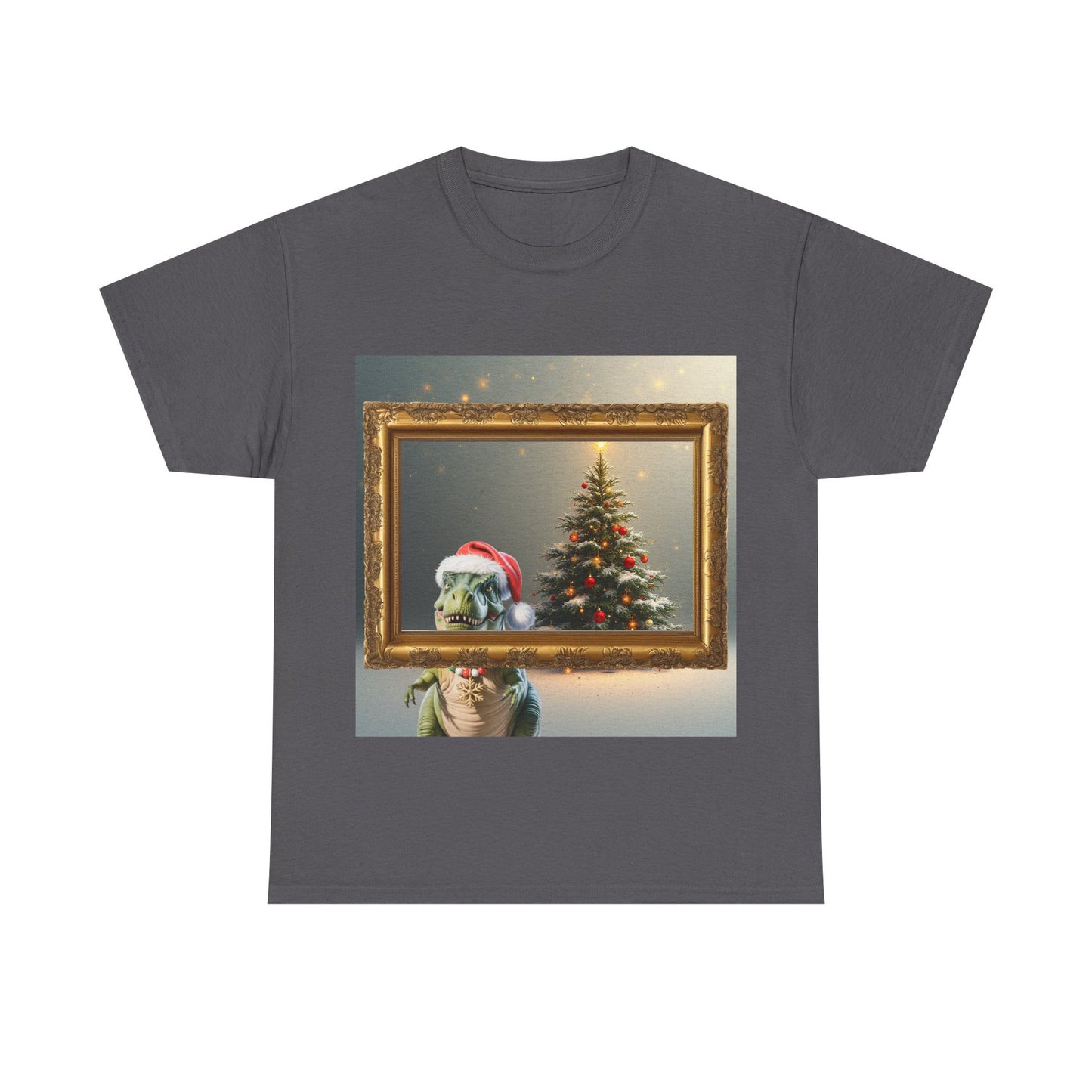 Christmas Dinosaur Portrait Tee — Santa Hat Dinosaur Christmas tree with Festive Tree