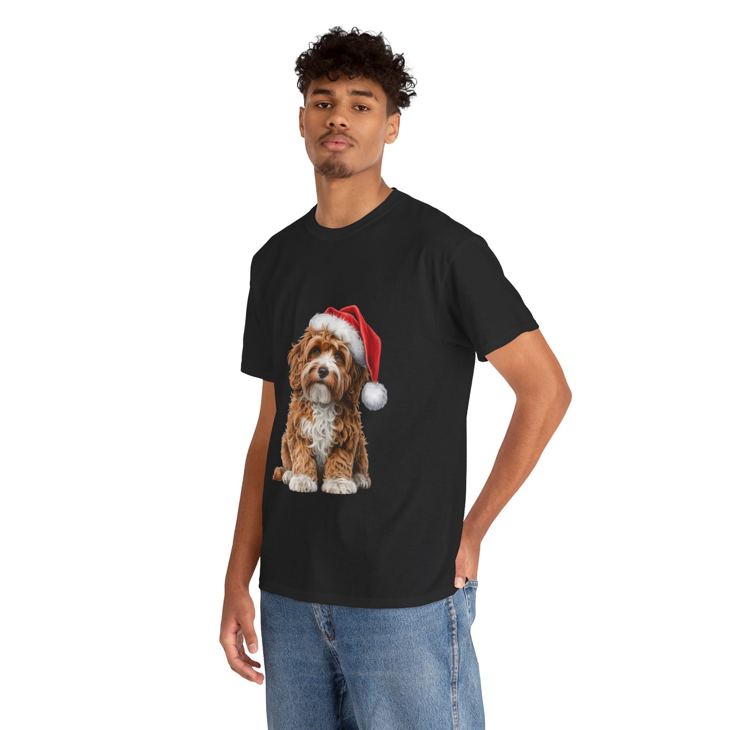 Christmas Puppy Tee — Dog in Santa Hat Holiday T-Shirt