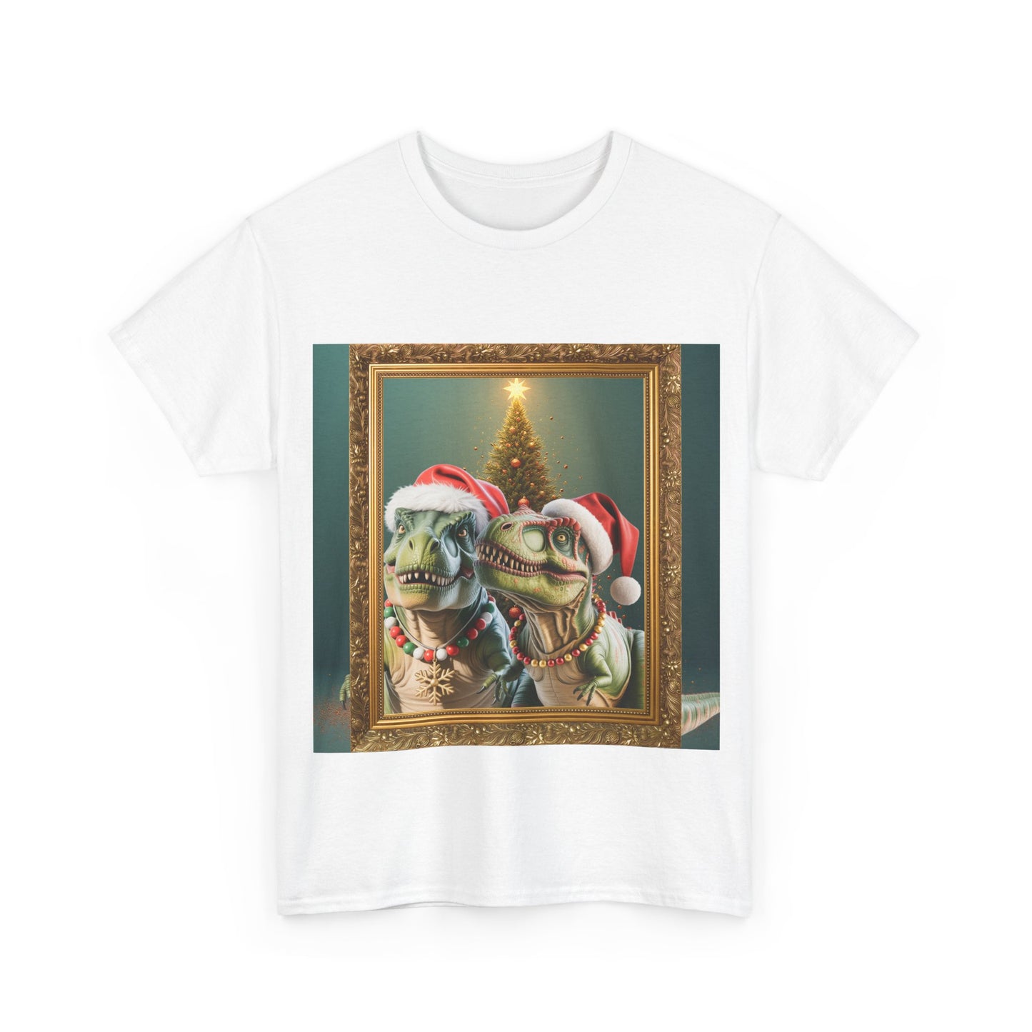 T-Rex Holiday Portrait Tee – Funny Christmas Dinosaur Shirt