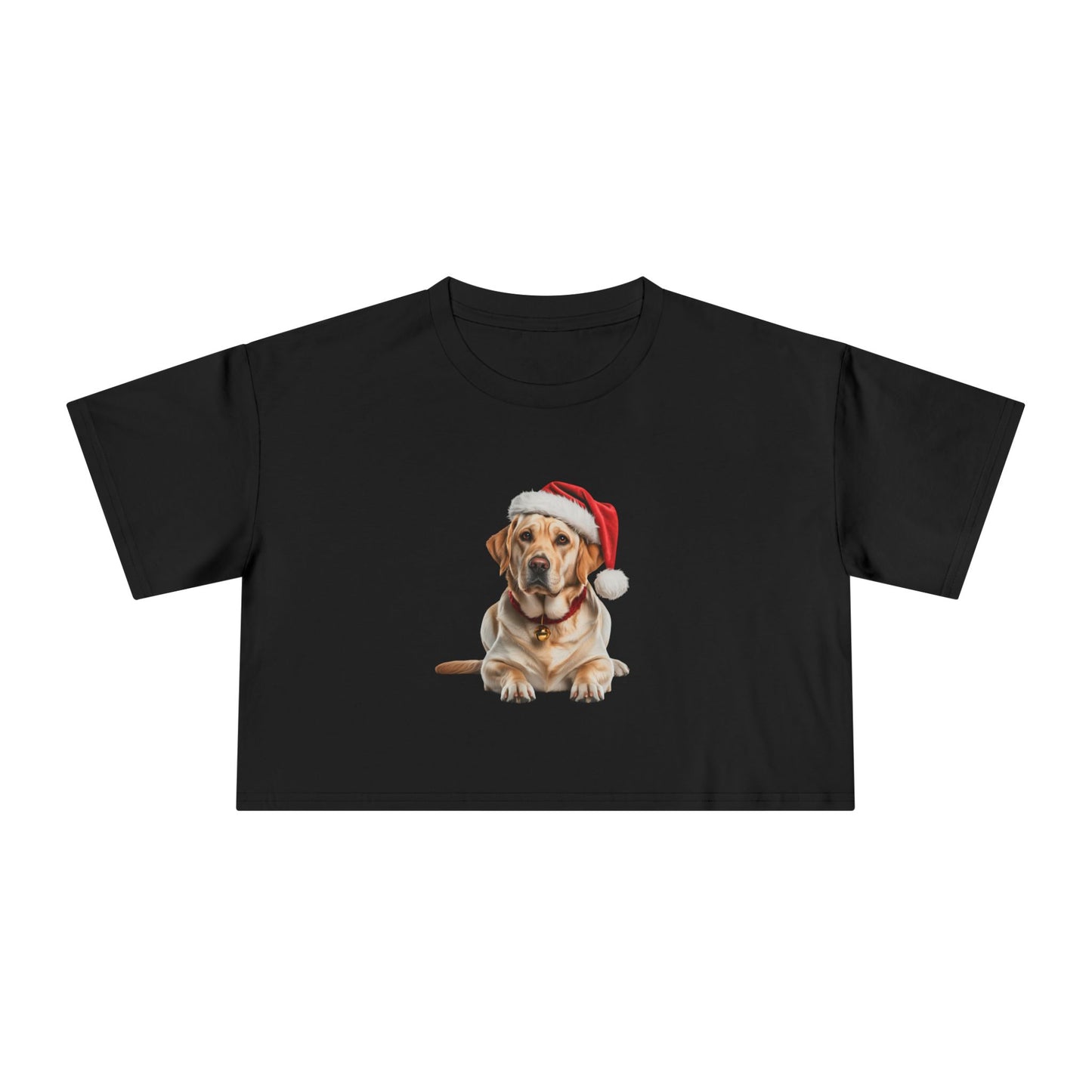 Christmas Labrador Crop Tee - Festive Dog Santa Hat Top