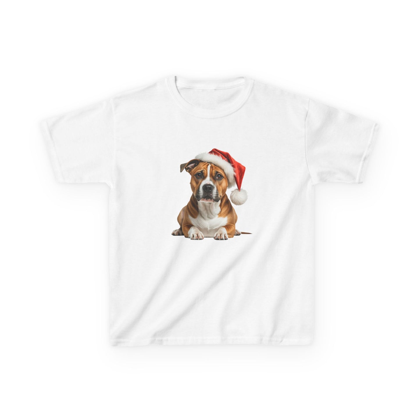 Kids Staffordshire Bull Terrier (Staffy) Christmas Dog T-Shirt, Festive Staffordshire Bull Terrier (Staffy) Dog Kids Christmas Tee, Cute Pet Lover Shirt, Holiday Apparel, Great Gift for Dog Owners
