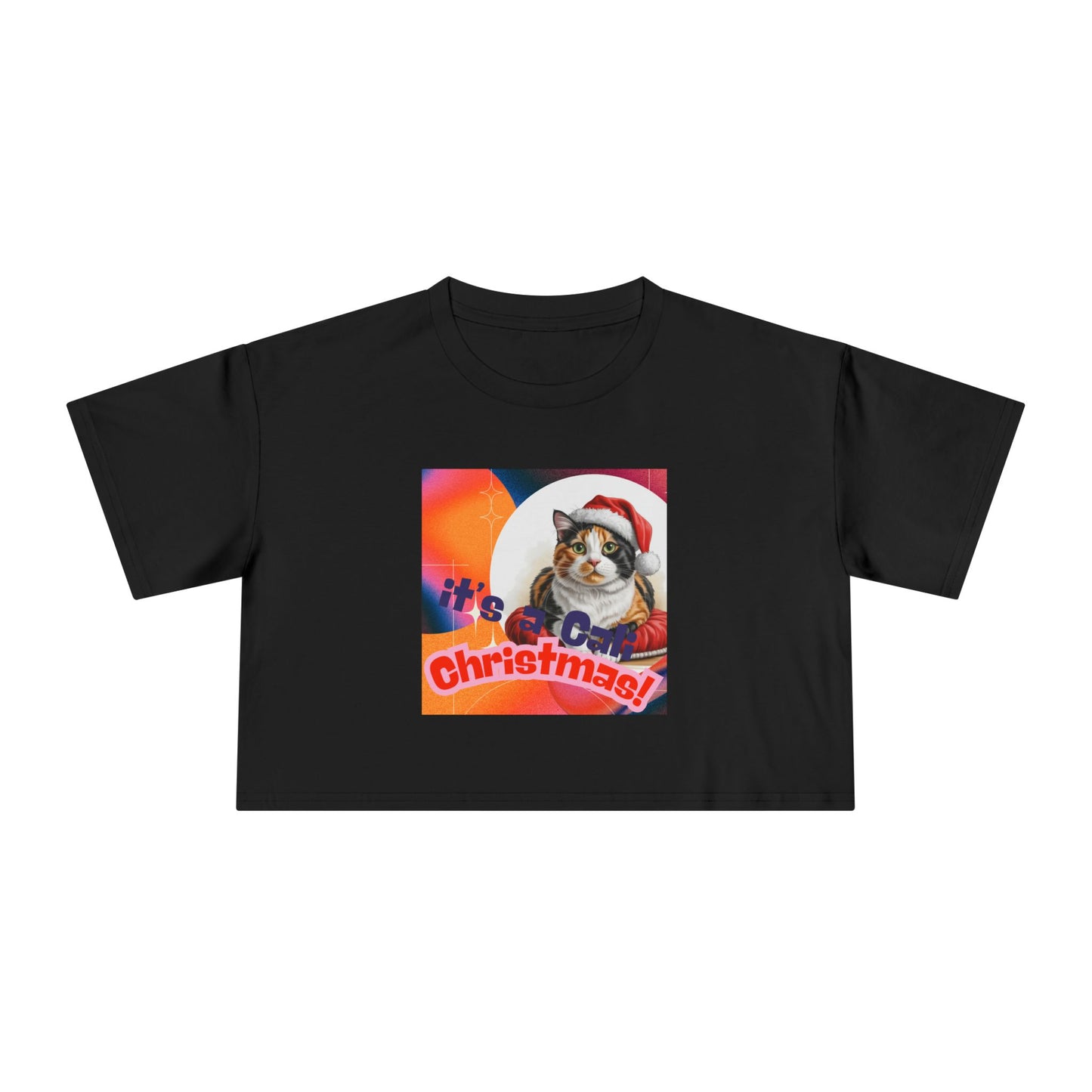 Christmas Cat Crop Tee — "It's a Cali Christmas!" Holiday Graphic