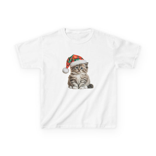 Kids Christmas Cat T-Shirt, Festive Cat Kids Christmas Tee, Cute Pet Lover Shirt, Holiday Apparel, Great Gift for Cat Owners