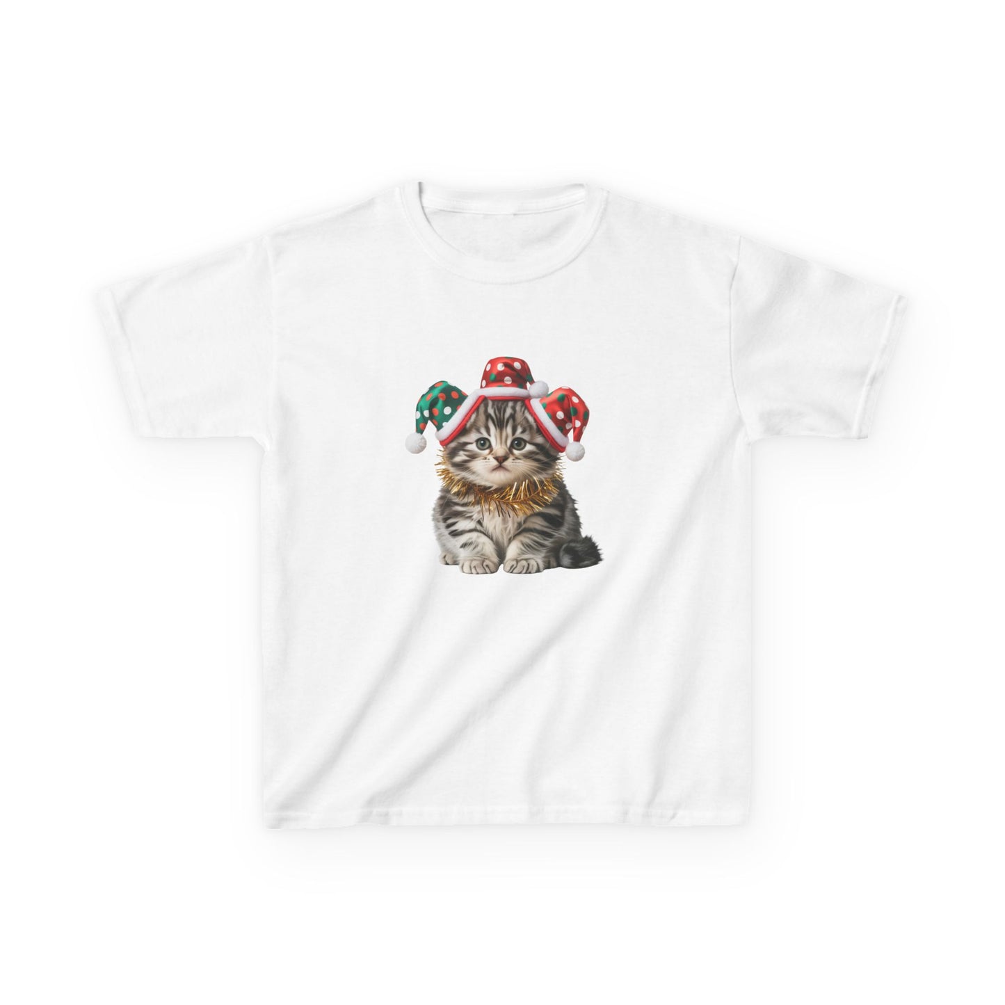Kids Christmas Cat T-Shirt, Festive Cat Kids Christmas Tee, Cute Pet Lover Shirt, Holiday Apparel, Great Gift for Cat Owners