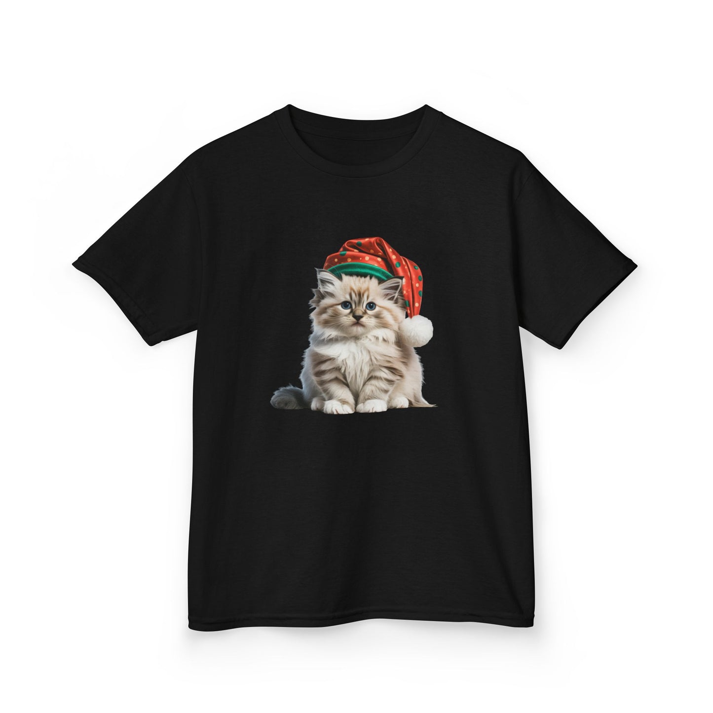 Kids Christmas Cat T-Shirt, Festive Cat Kids Christmas Tee, Cute Pet Lover Shirt, Holiday Apparel, Great Gift for Cat Owners