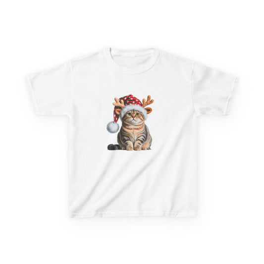 Kids Christmas Cat T-Shirt, Festive Cat Kids Christmas Tee, Cute Pet Lover Shirt, Holiday Apparel, Great Gift for Cat Owners