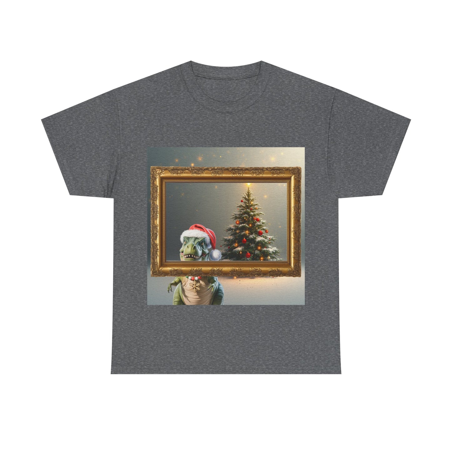 Christmas Dinosaur Portrait Tee — Santa Hat Dinosaur Christmas tree with Festive Tree