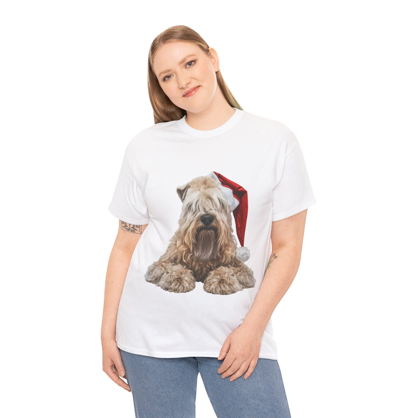 Wheaten Terrier Christmas Tee - Dog in Santa Hat Holiday T-Shirt