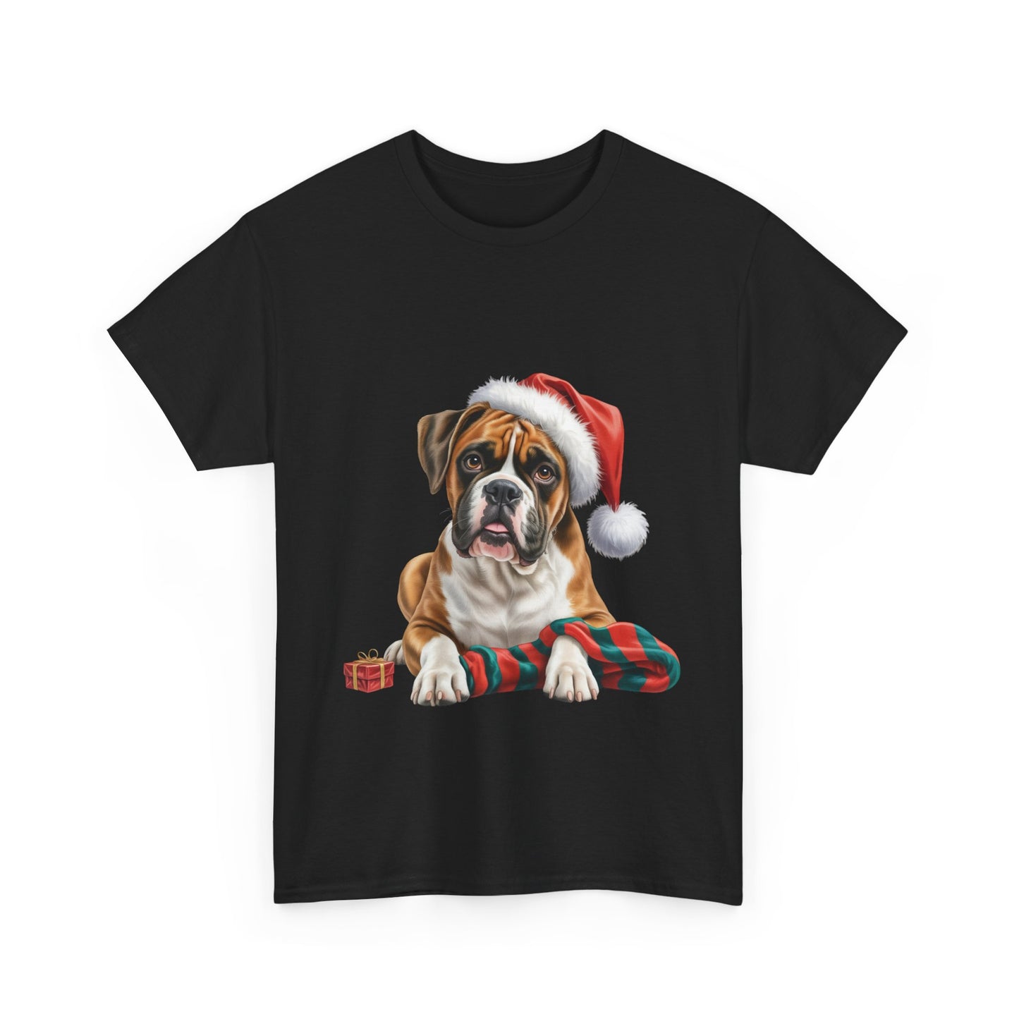 Santa's little Boxer T-Shirt, Festive Dog Christmas Tee, Cute Pet T-shirt, Holiday Women's Top, Dog Lover Gift, Christmas Apparel