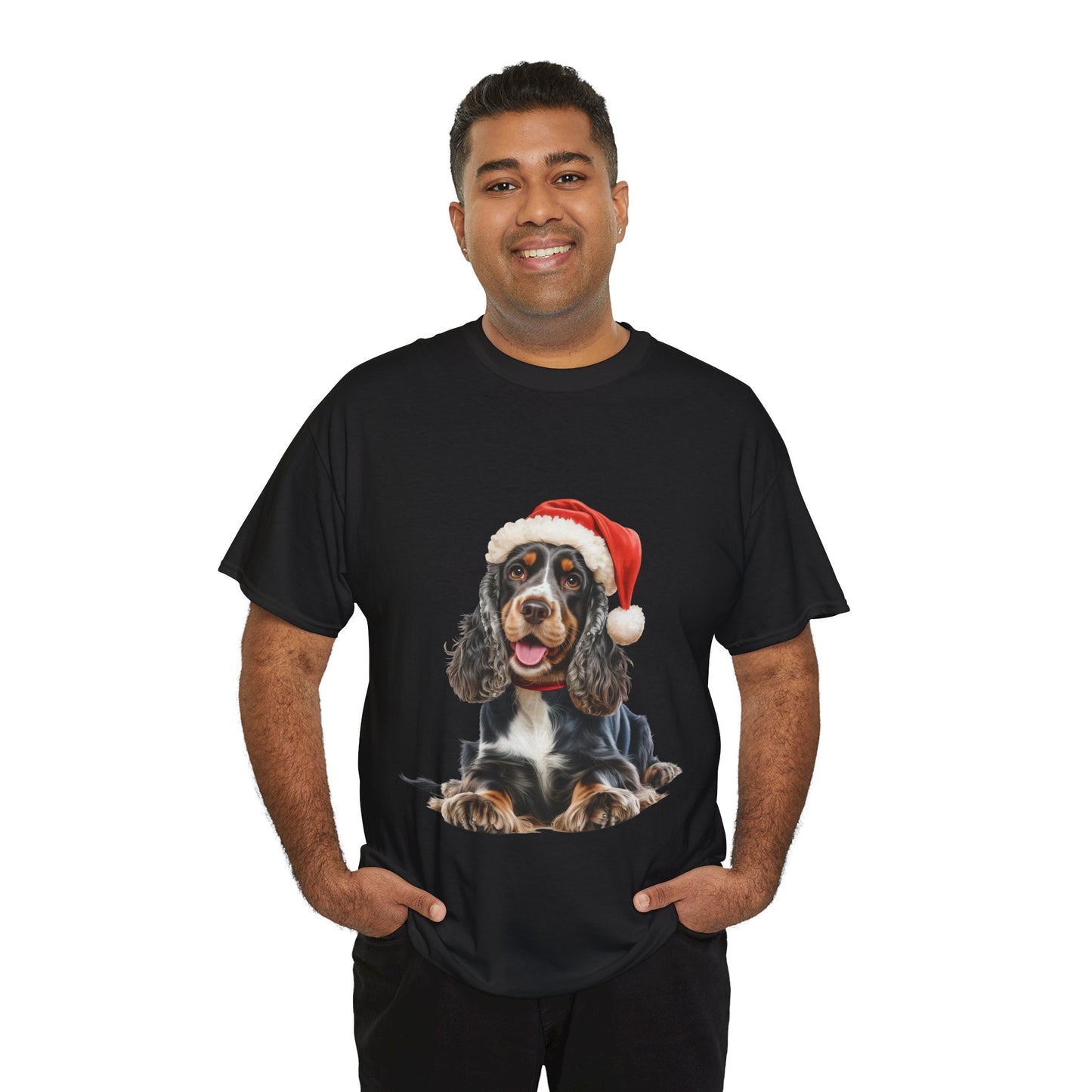 Cocker Spaniel Cheer! T-Shirt, Festive Black & Tan Cocker Spaniel Dog Christmas Tee, Cute Pet Lover Shirt, Holiday Apparel, Great Gift for Dog Owners