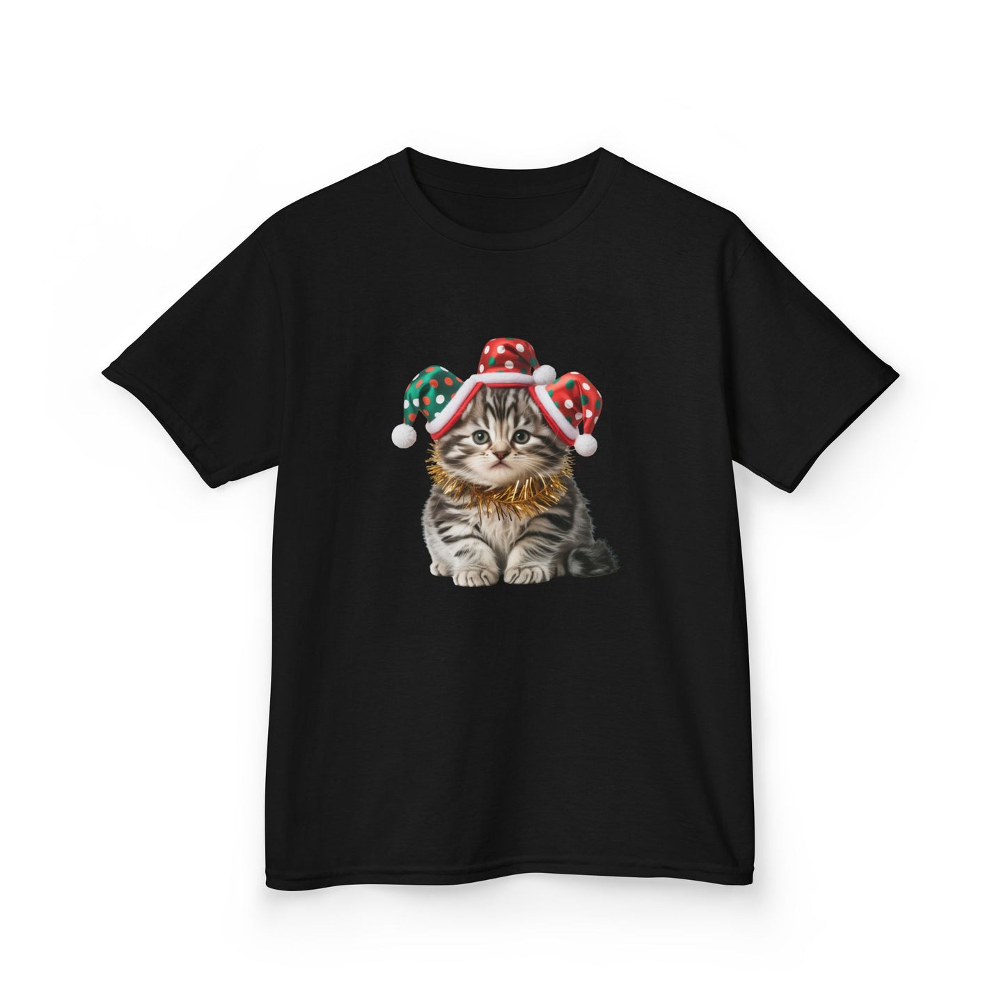 Kids Christmas Cat T-Shirt, Festive Cat Kids Christmas Tee, Cute Pet Lover Shirt, Holiday Apparel, Great Gift for Cat Owners