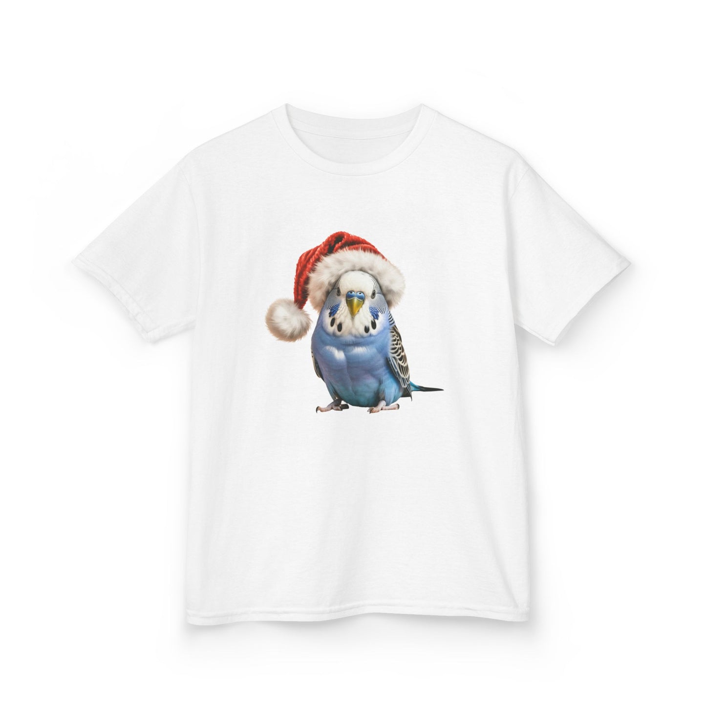 Kids Blue Budgie Christmas T-Shirt, Festive Budgie Kids Christmas Tee, Cute Pet Lover Shirt, Holiday Apparel, Great Gift for Pet Owners