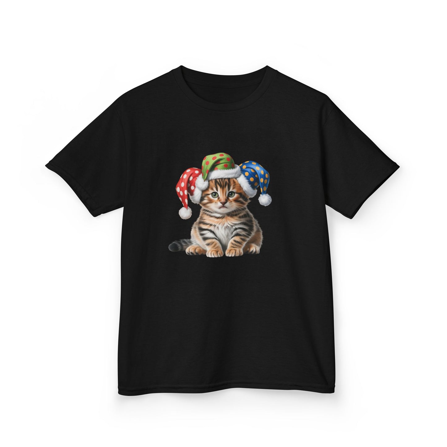 Kids Christmas Cat T-Shirt, Festive Cat Kids Christmas Tee, Cute Pet Lover Shirt, Holiday Apparel, Great Gift for Cat Owners