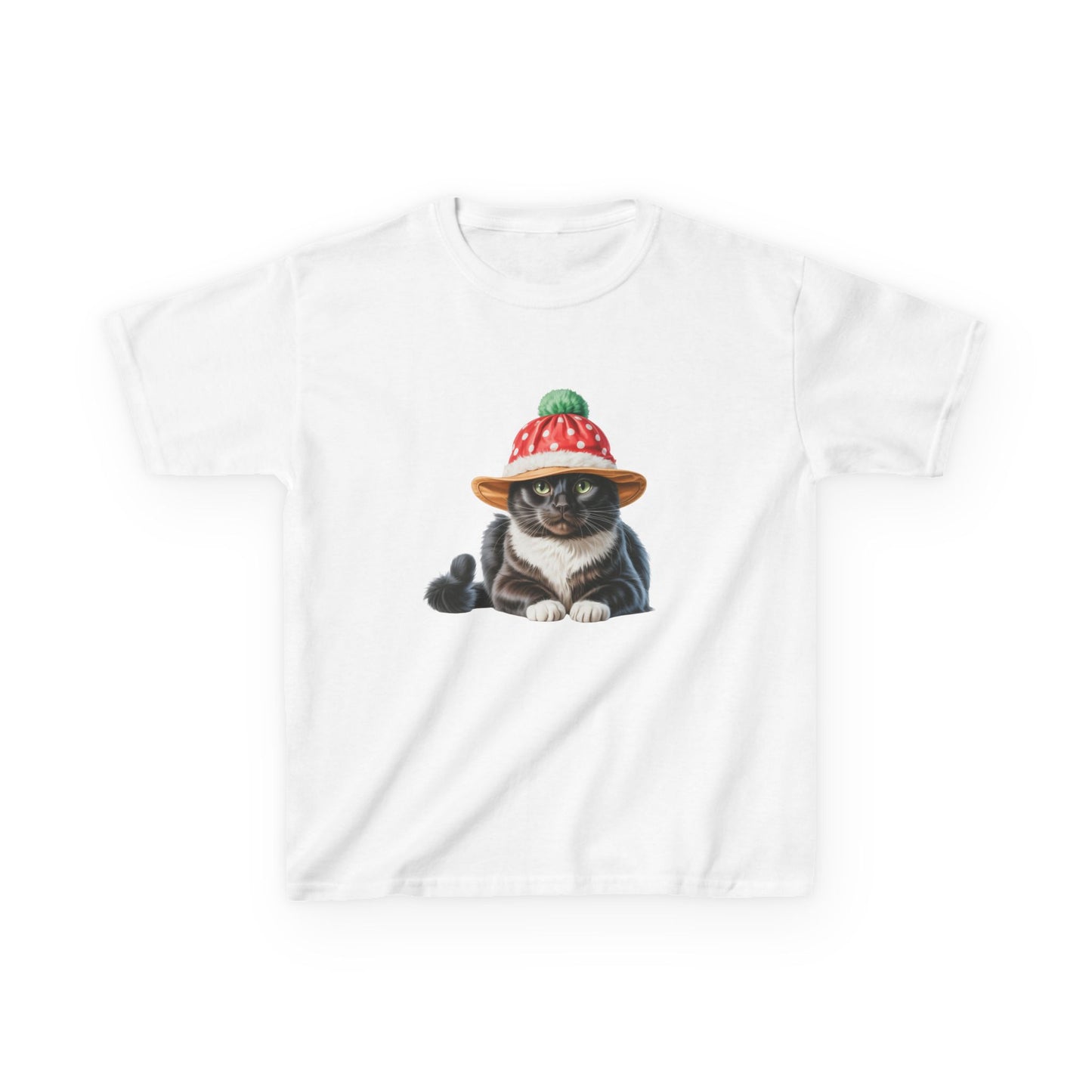 Kids Christmas Cat T-Shirt, Festive Cat Kids Christmas Tee, Cute Pet Lover Shirt, Holiday Apparel, Great Gift for Cat Owners